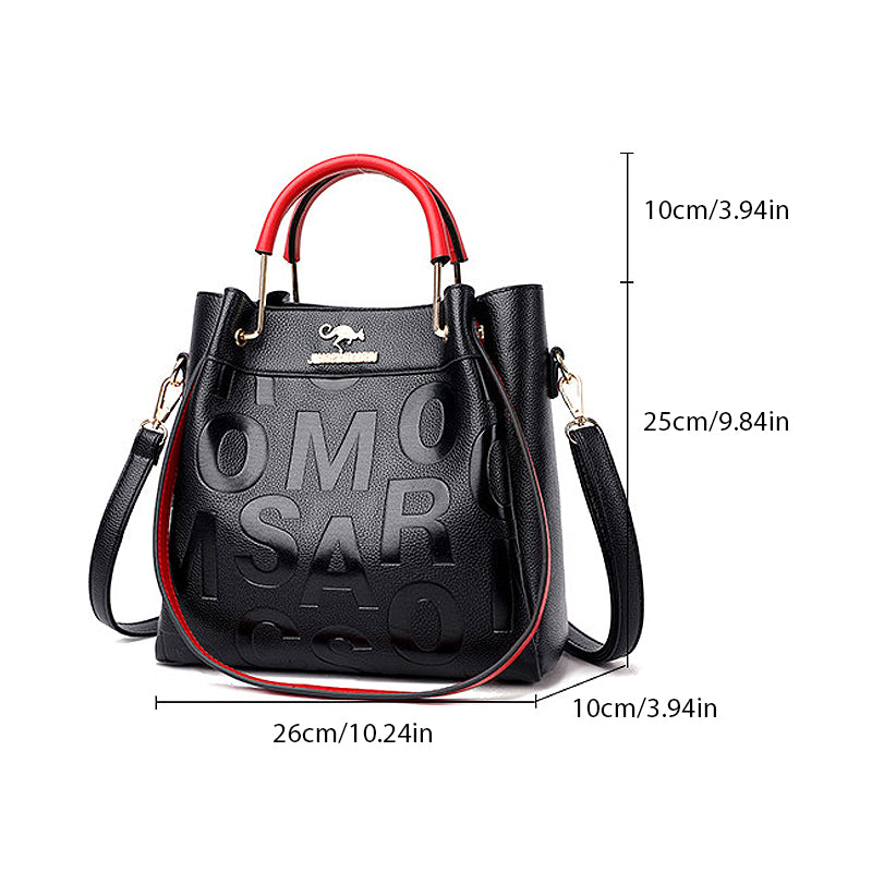 Soft Leather Embossed Shoulder Bag