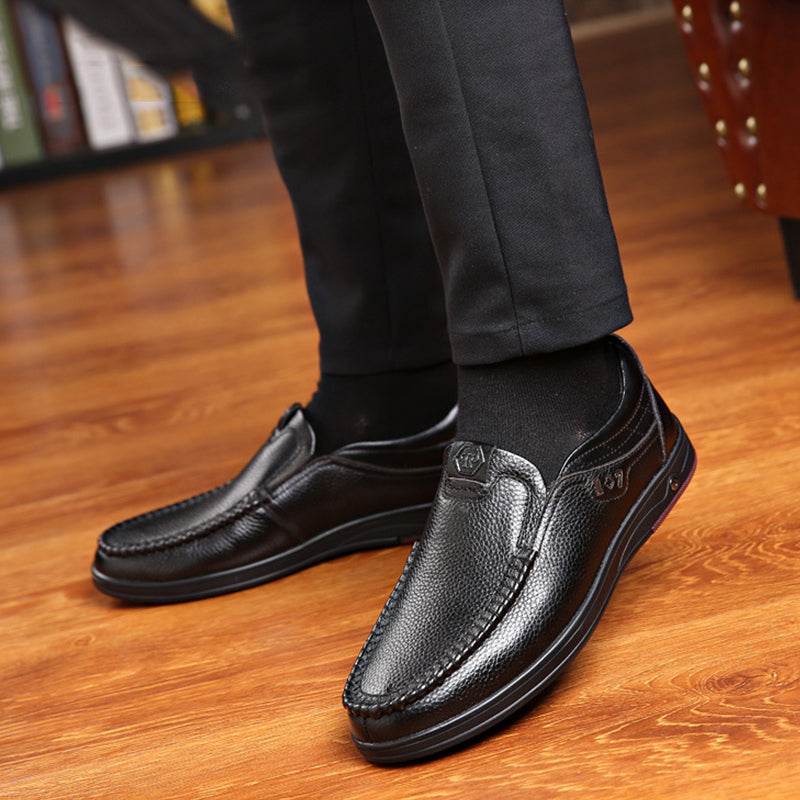 Men's Leather Soft Insole Casual Business Slippers