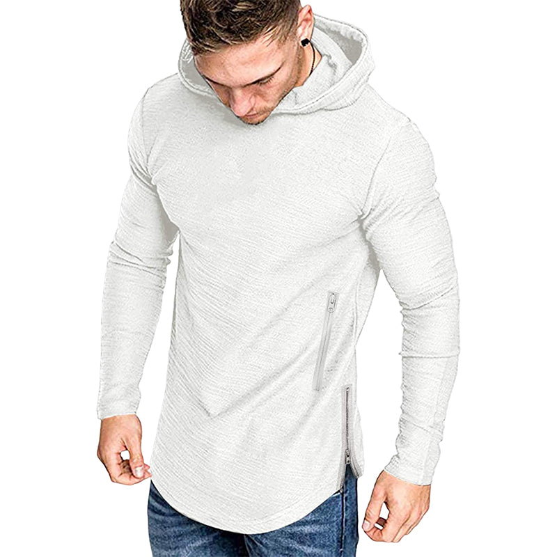 Solid Color Hooded Long Sleeve T-Shirt