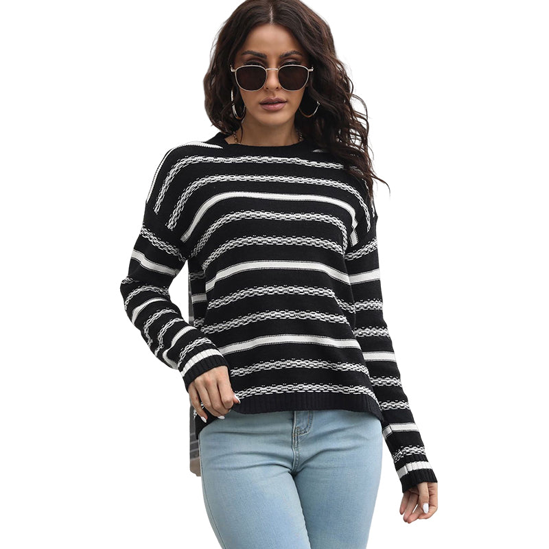 Crew Neck Striped Oversized Sweater