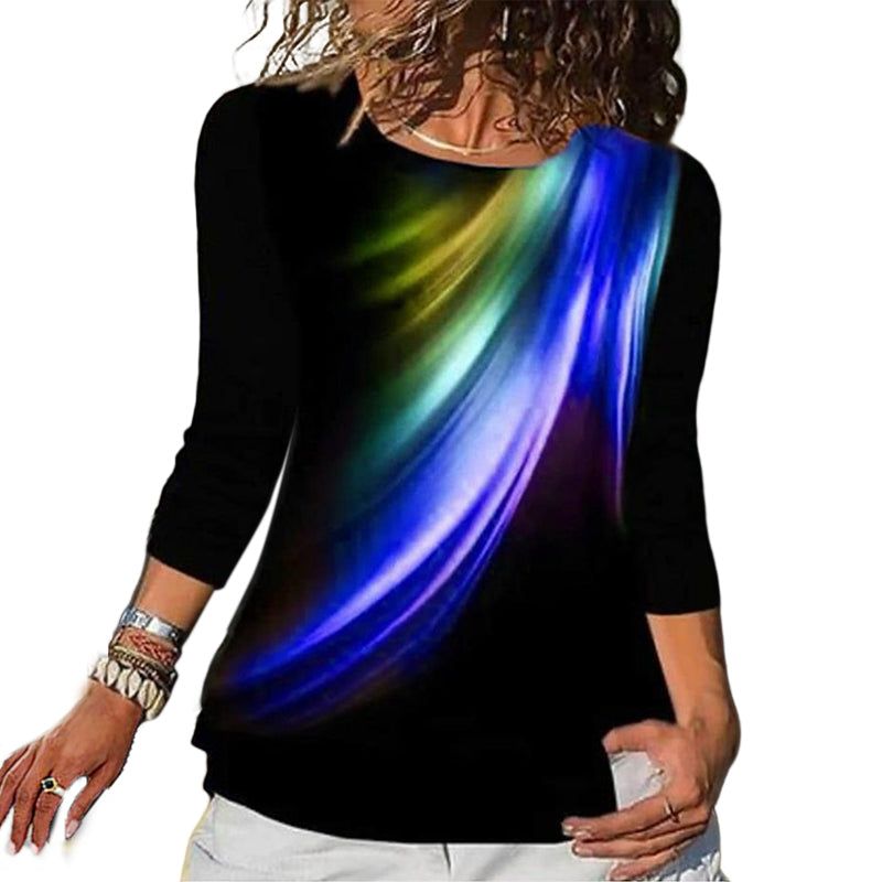 Crew Neck Feather Print Slim Fit T-Shirt