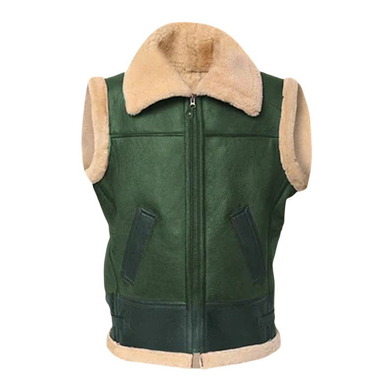 Men Brown Shearling Vest