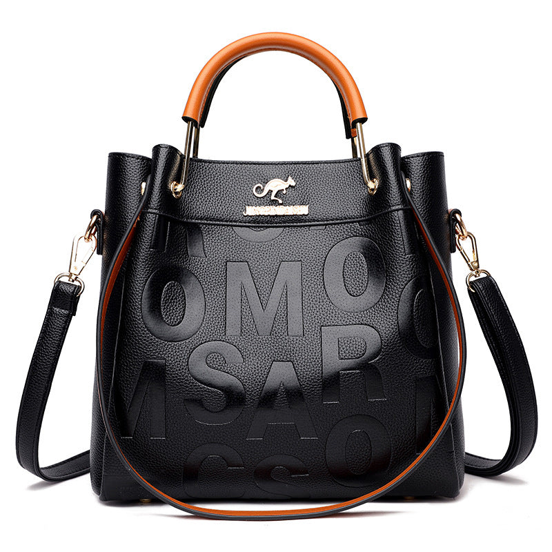 Soft Leather Embossed Shoulder Bag