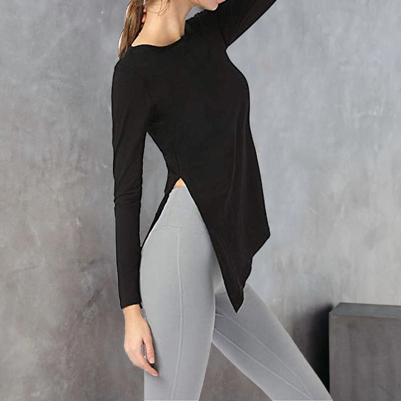 Round Neck Irregular Solid T-Shirt