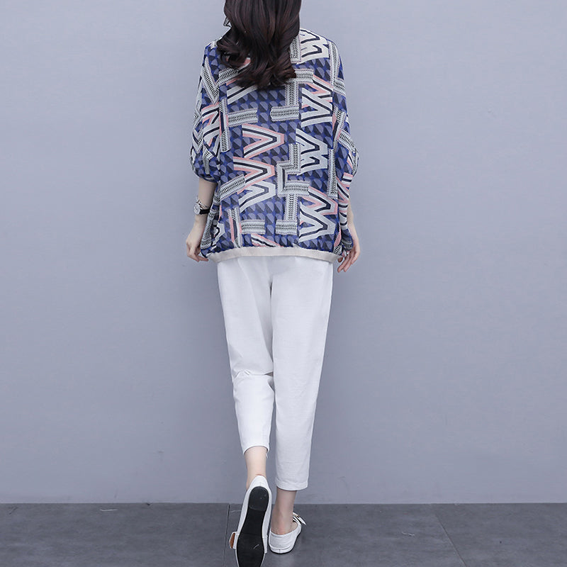 Women Printed Cotton Linen Two-piece Set