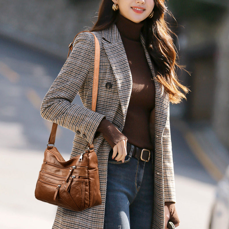Multi-zipper Soft Leather Bag