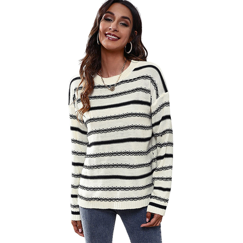 Crew Neck Striped Oversized Sweater