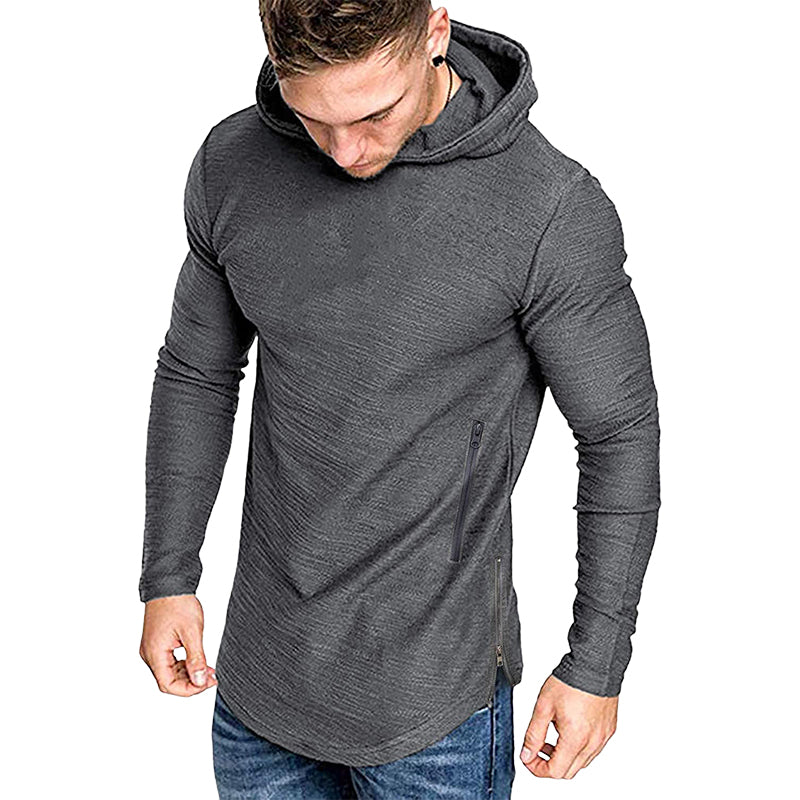 Solid Color Hooded Long Sleeve T-Shirt