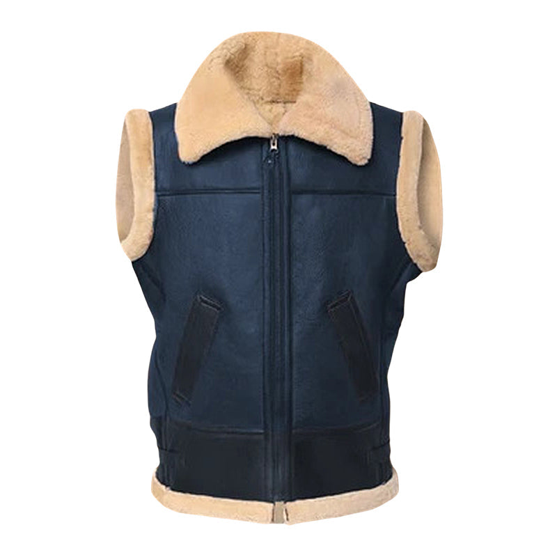 Men Brown Shearling Vest
