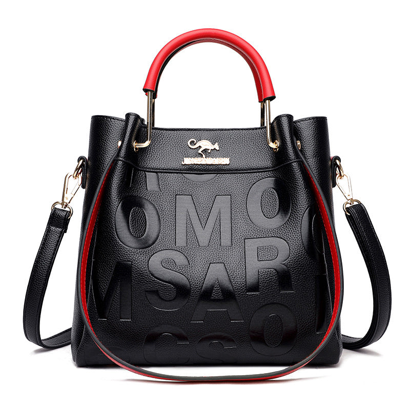 Soft Leather Embossed Shoulder Bag