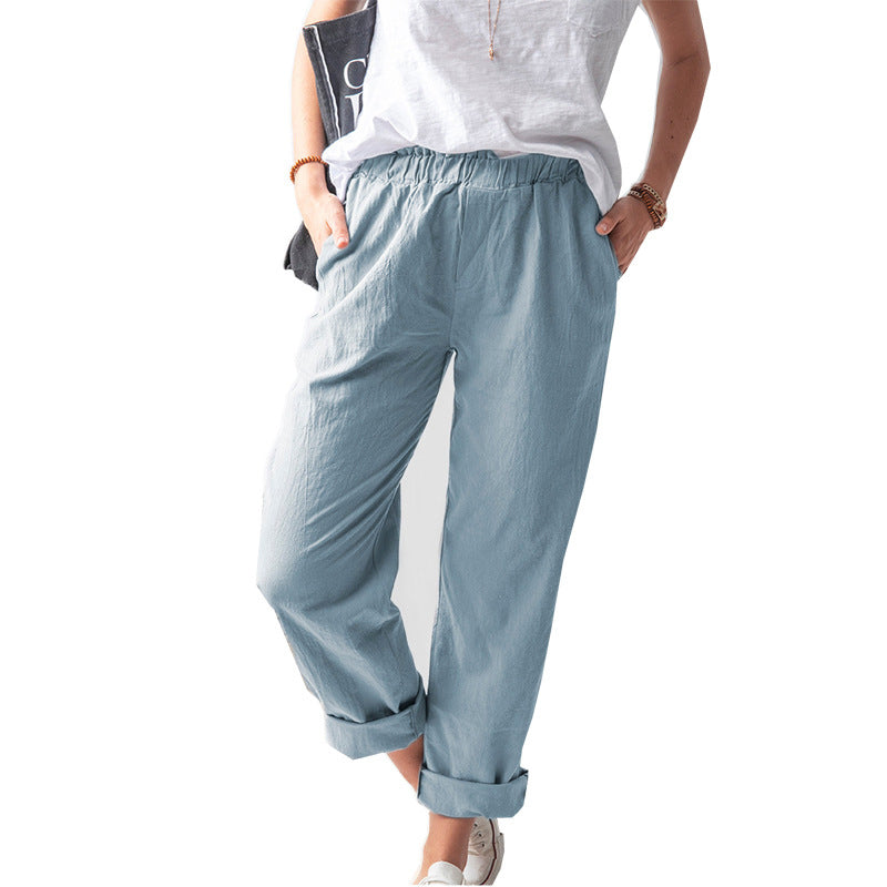 Solid Color Casual Loose Waist Pants