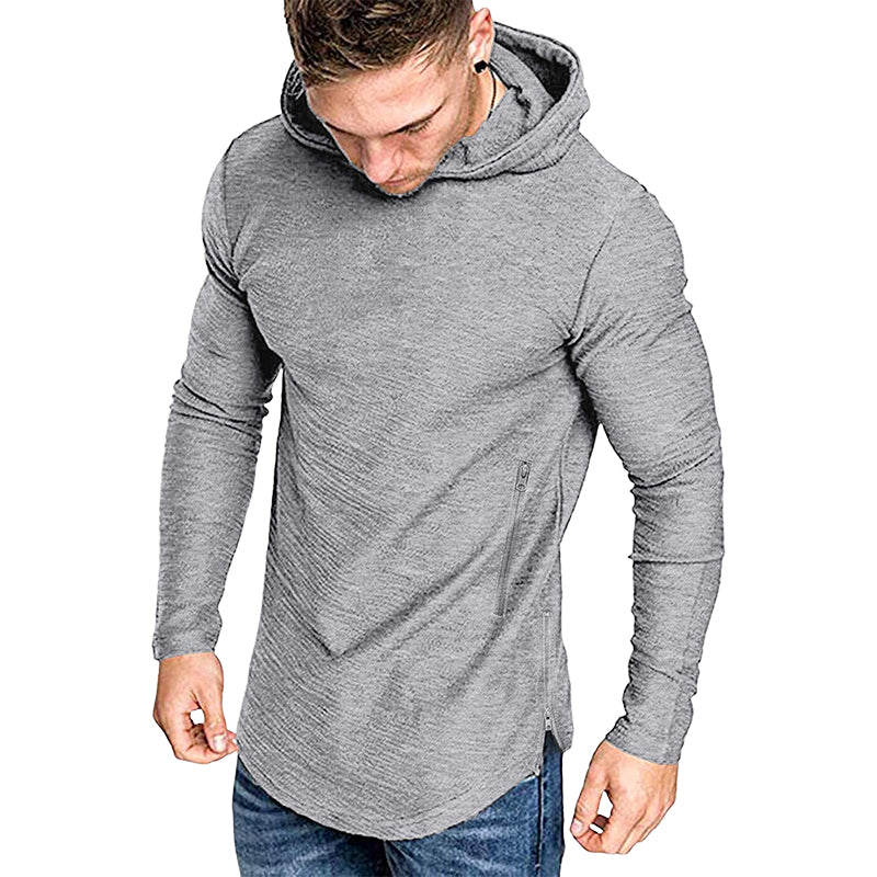 Solid Color Hooded Long Sleeve T-Shirt