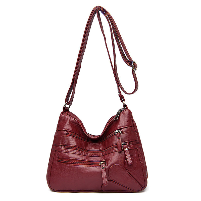 Multi-zipper Soft Leather Bag