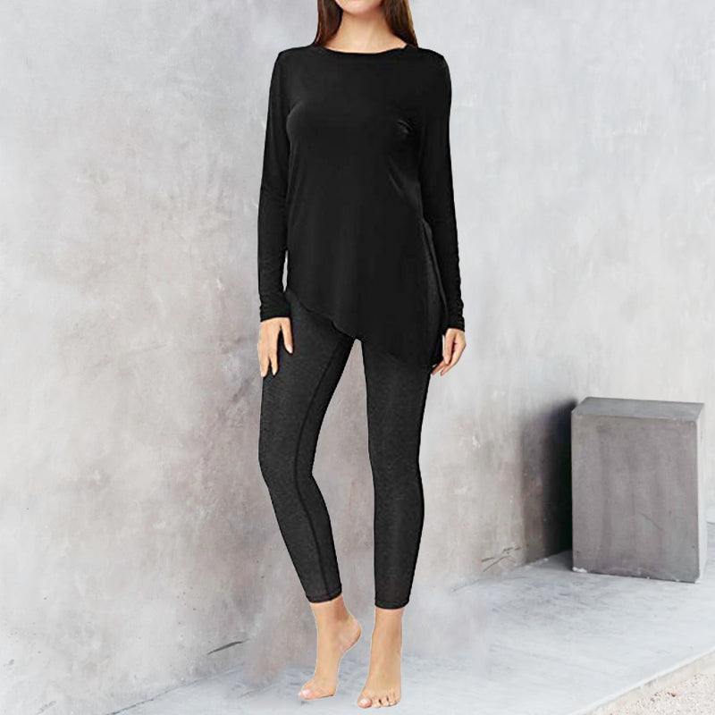 Round Neck Irregular Solid T-Shirt