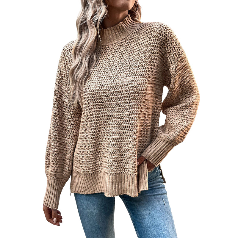 Bloomer Sleeve Split Pullover Sweater