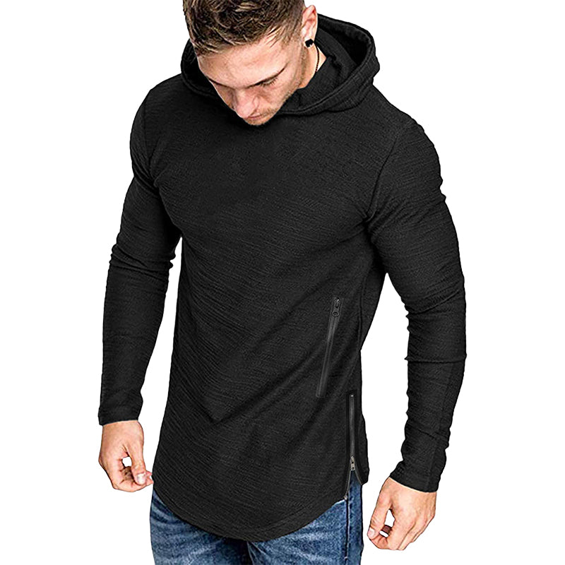 Solid Color Hooded Long Sleeve T-Shirt