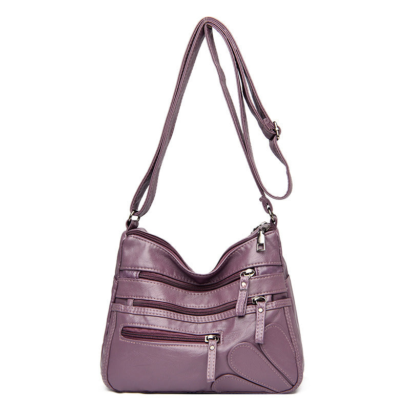 Multi-zipper Soft Leather Bag