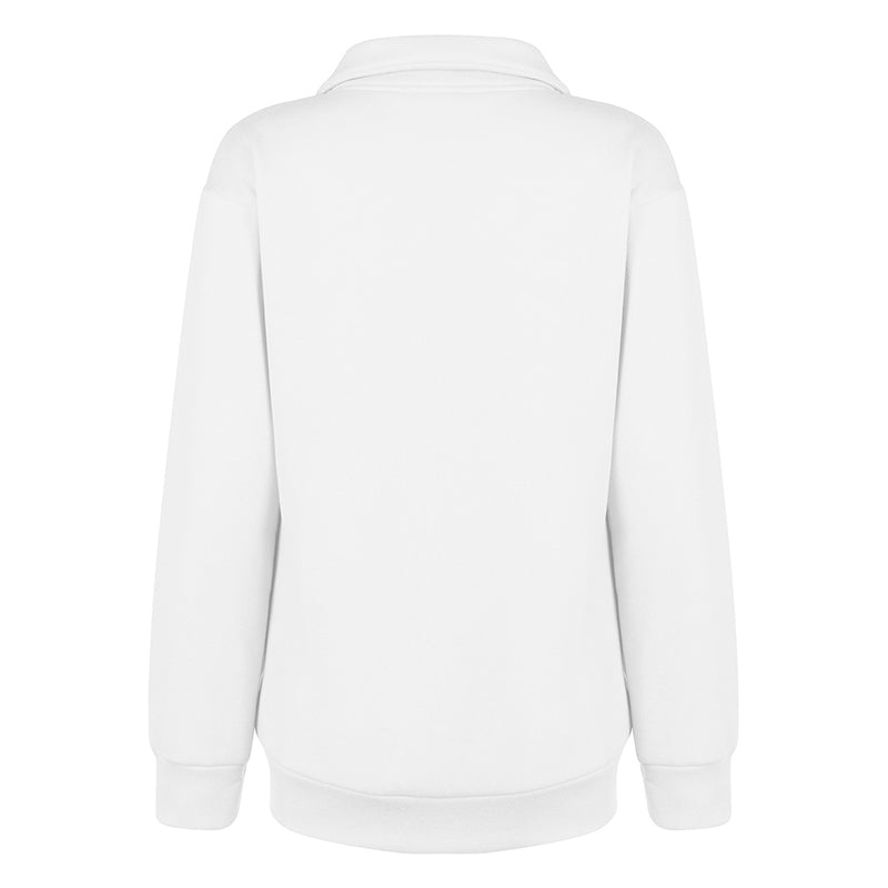 Solid Color Zip Up Collar Sweatshirt