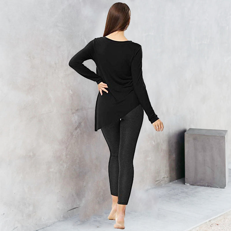 Round Neck Irregular Solid T-Shirt