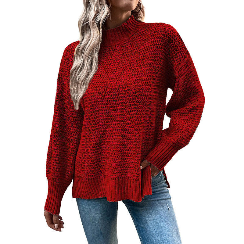 Bloomer Sleeve Split Pullover Sweater