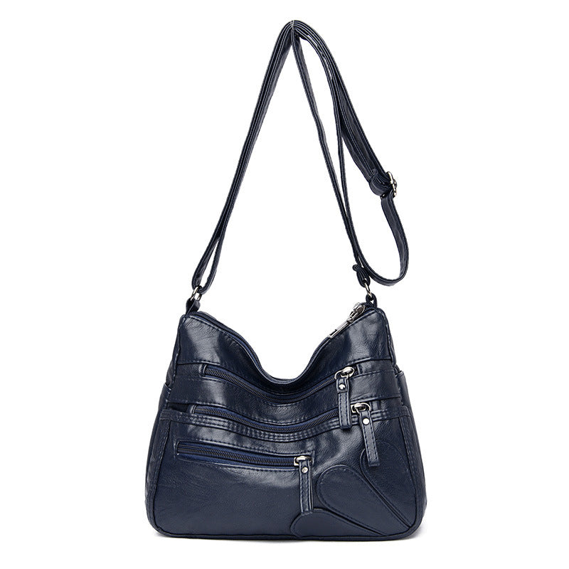 Multi-zipper Soft Leather Bag