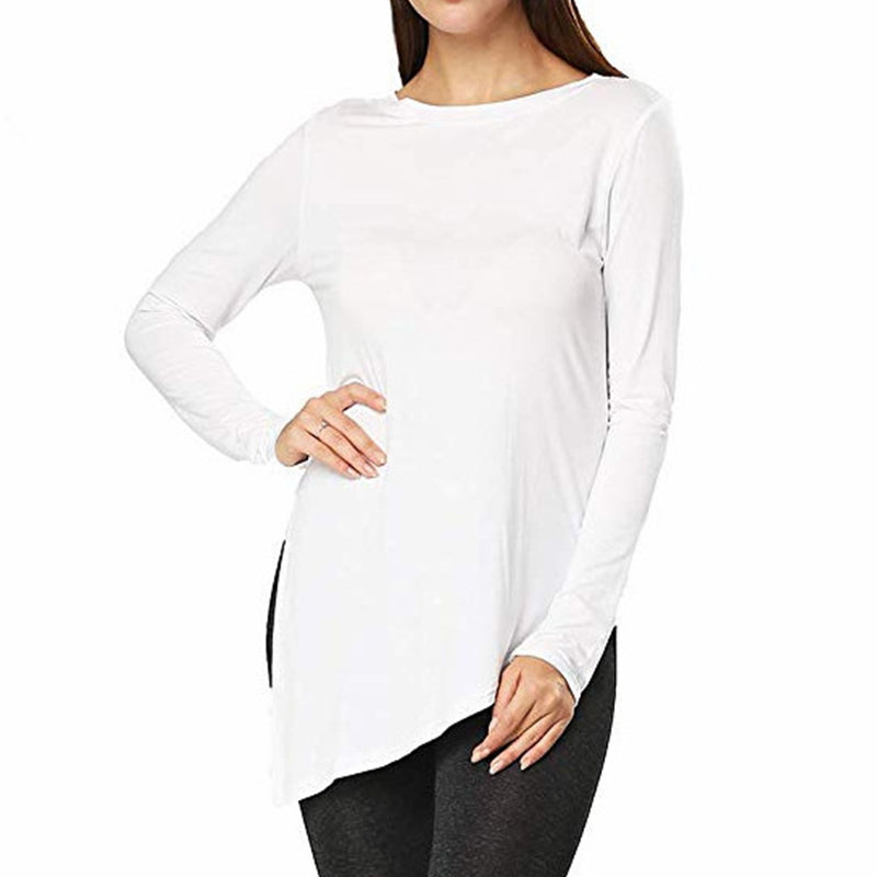 Round Neck Irregular Solid T-Shirt