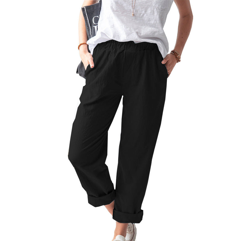 Solid Color Casual Loose Waist Pants