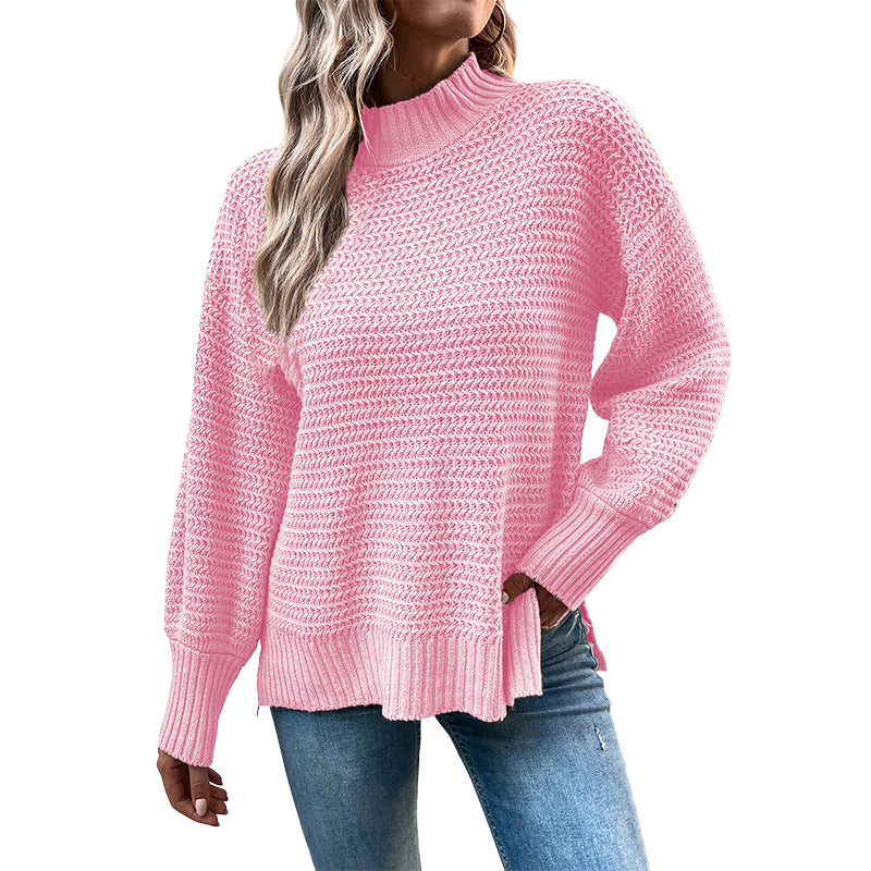 Bloomer Sleeve Split Pullover Sweater