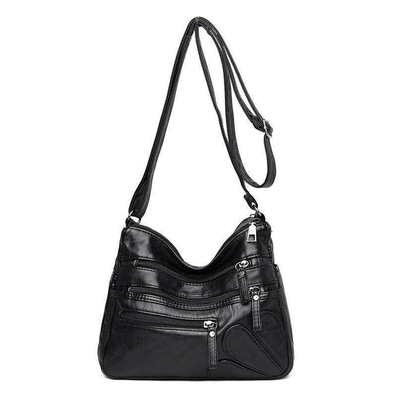 Multi-zipper Soft Leather Bag