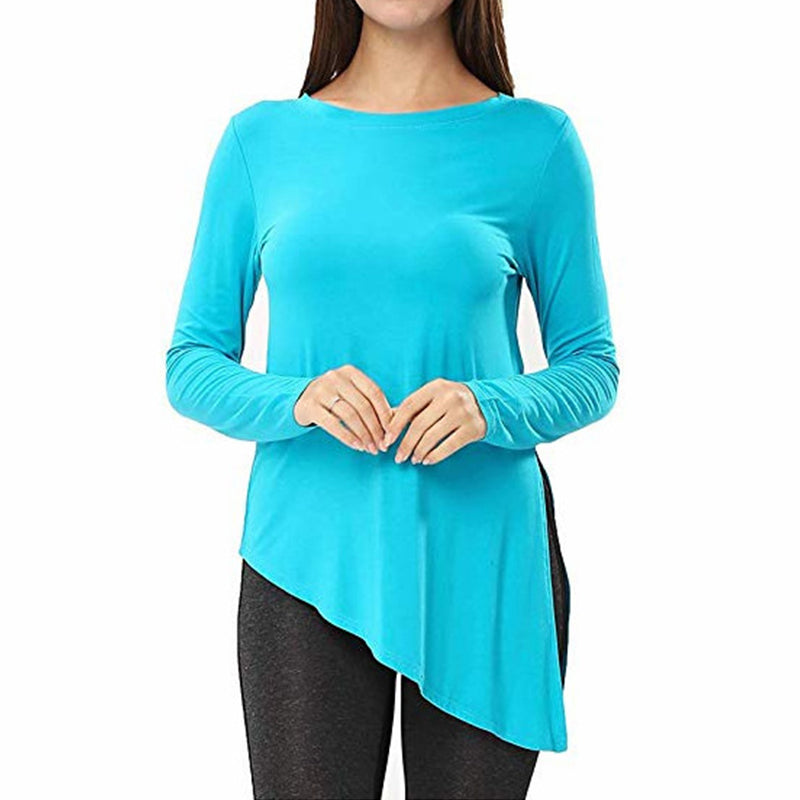 Round Neck Irregular Solid T-Shirt