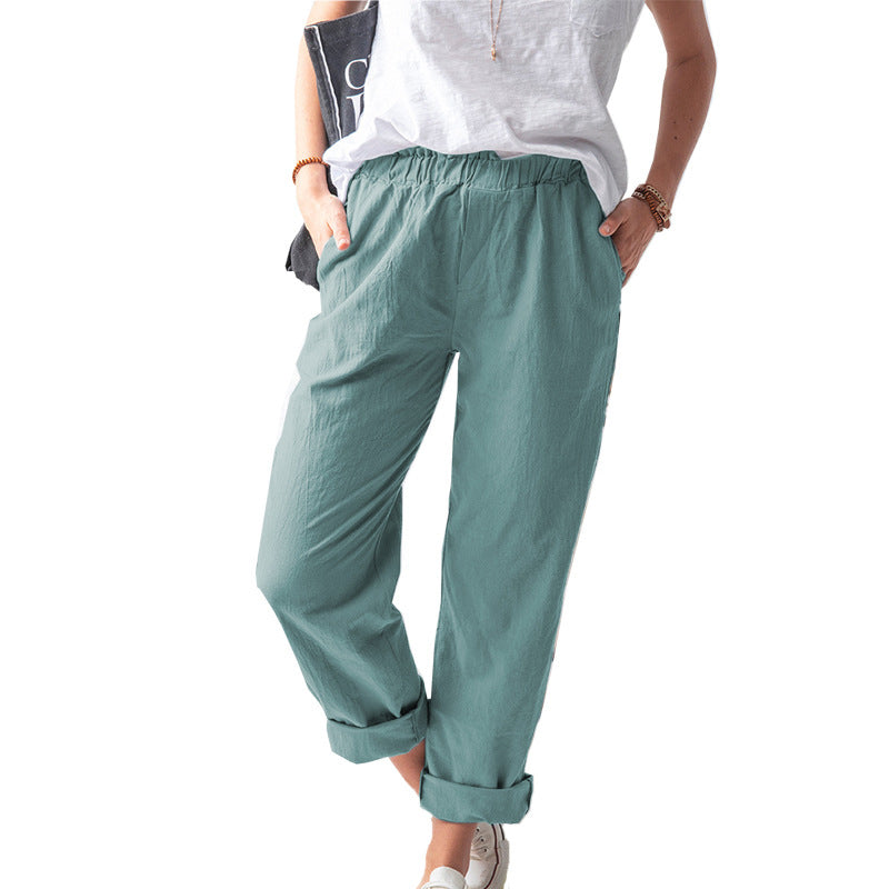 Solid Color Casual Loose Waist Pants