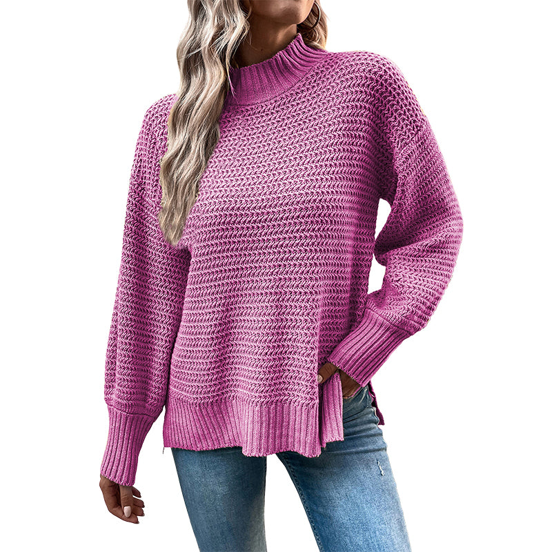 Bloomer Sleeve Split Pullover Sweater