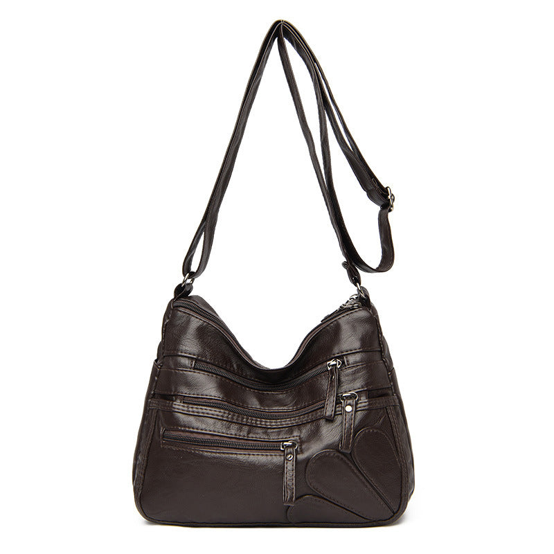 Multi-zipper Soft Leather Bag