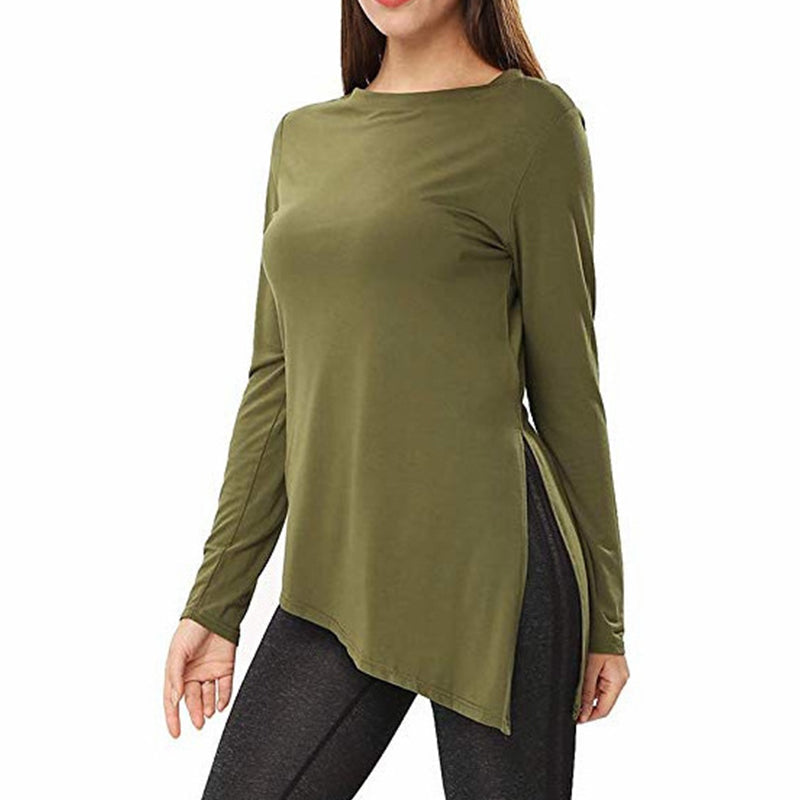 Round Neck Irregular Solid T-Shirt