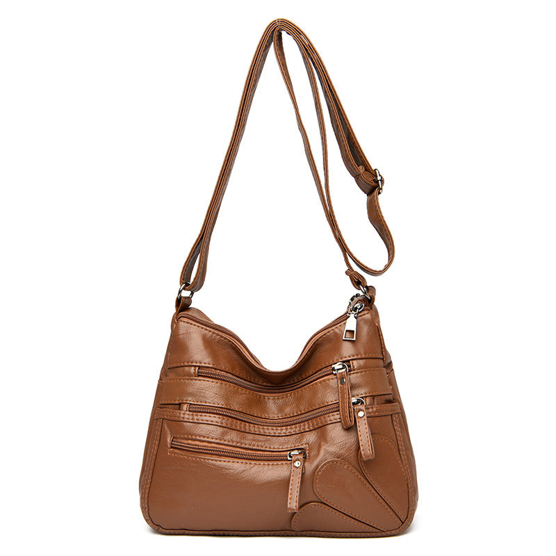 Multi-zipper Soft Leather Bag