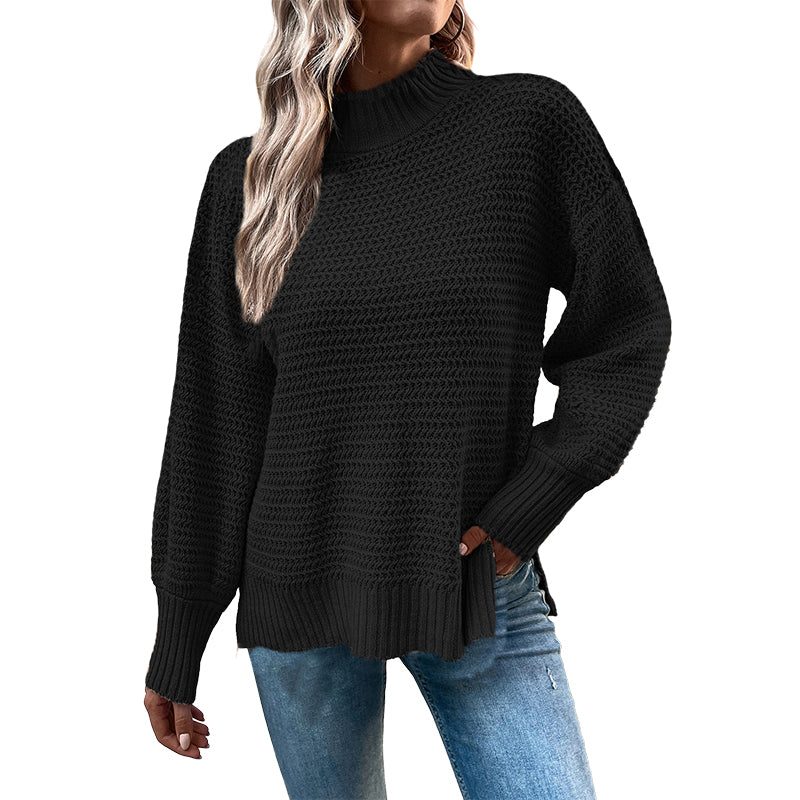 Bloomer Sleeve Split Pullover Sweater