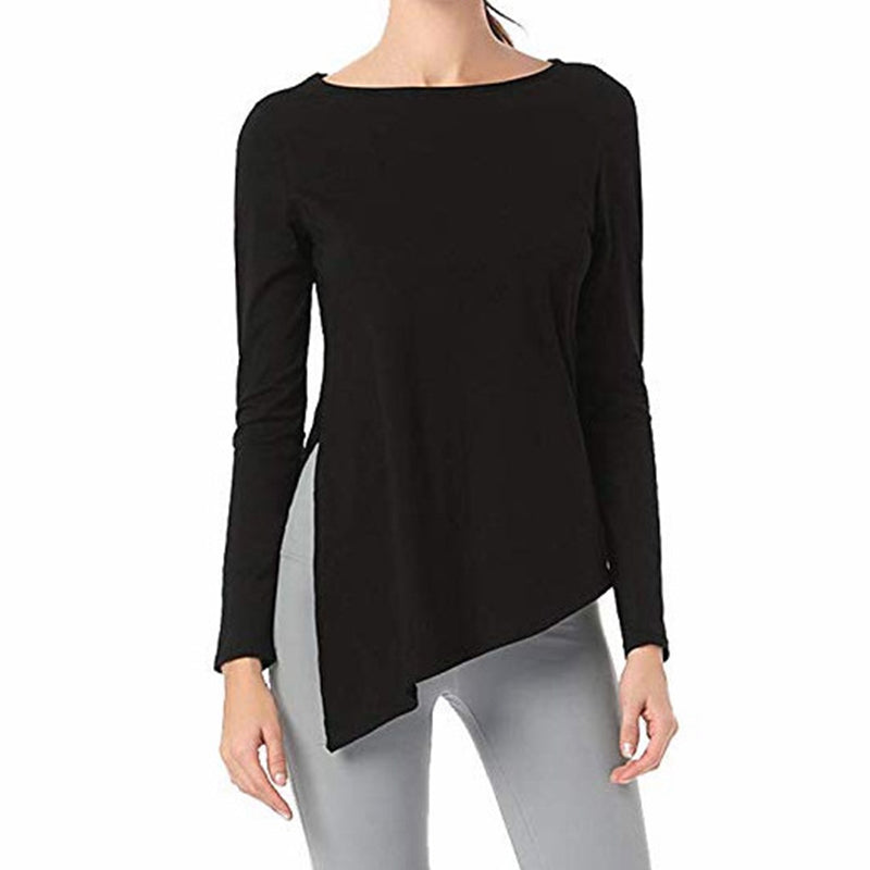 Round Neck Irregular Solid T-Shirt