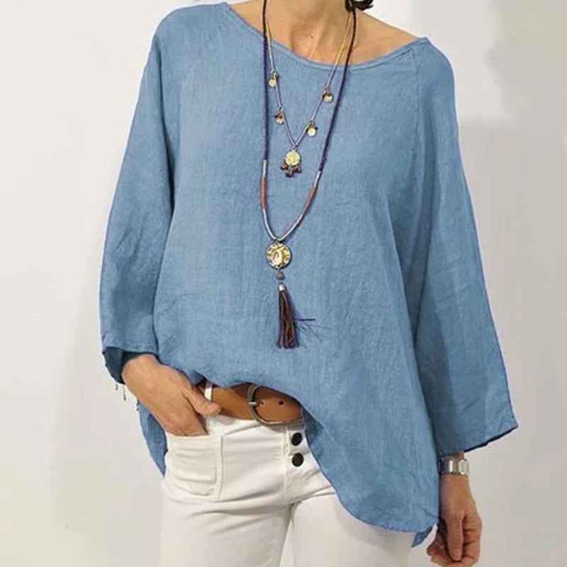 Solid Color Casual Breathable Cotton Linen T-Shirt