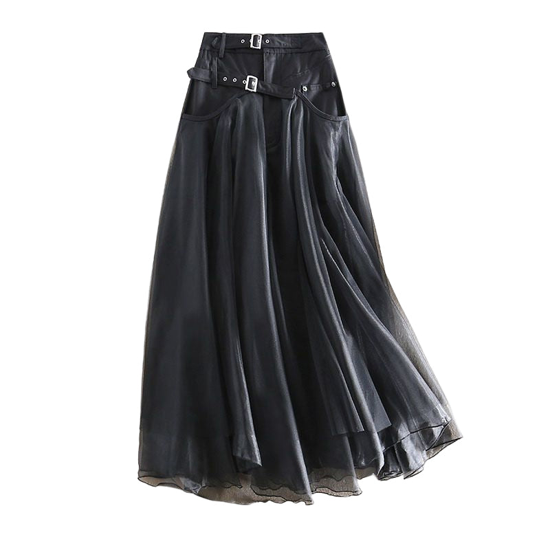 French Grey fashion Patchwork Tulle Skirts