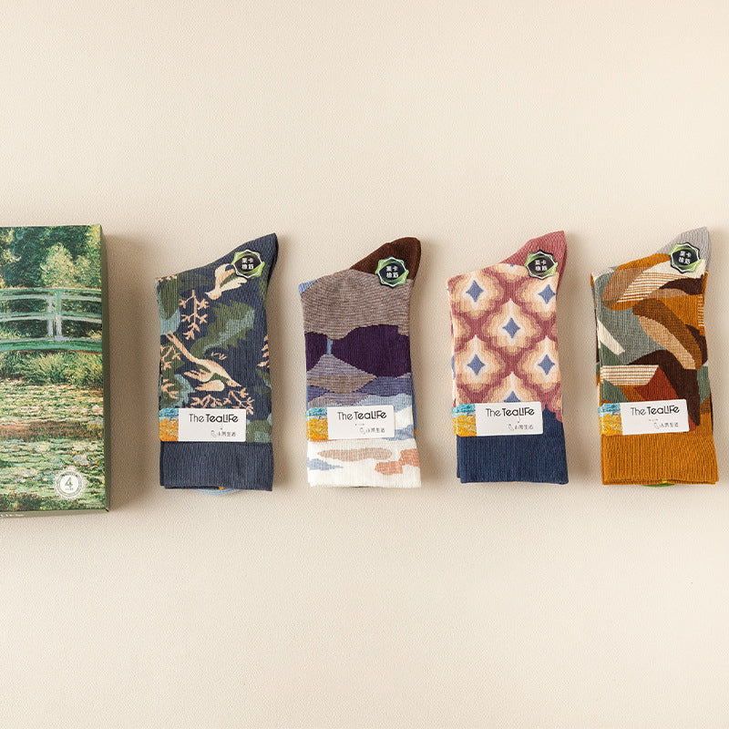Oil Painting Style Abstract Style Socks