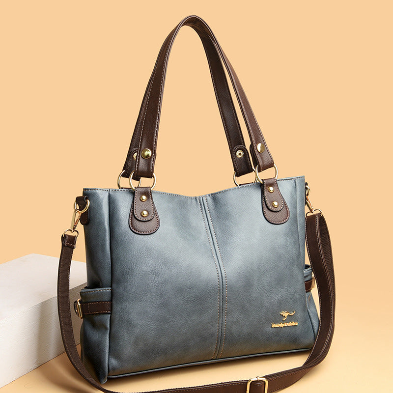 Large leather shoulder bag for women