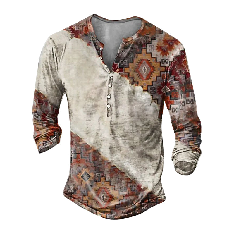 Long Sleeve Vintage Print T-Shirt