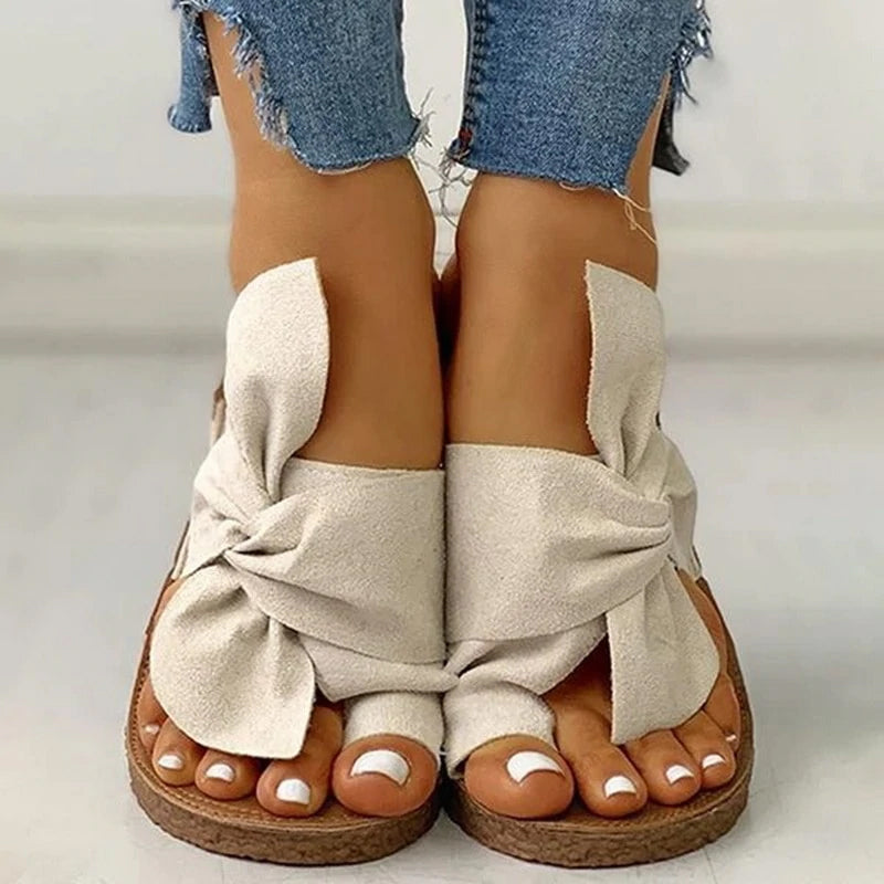 Sandals with a Bow in Suede