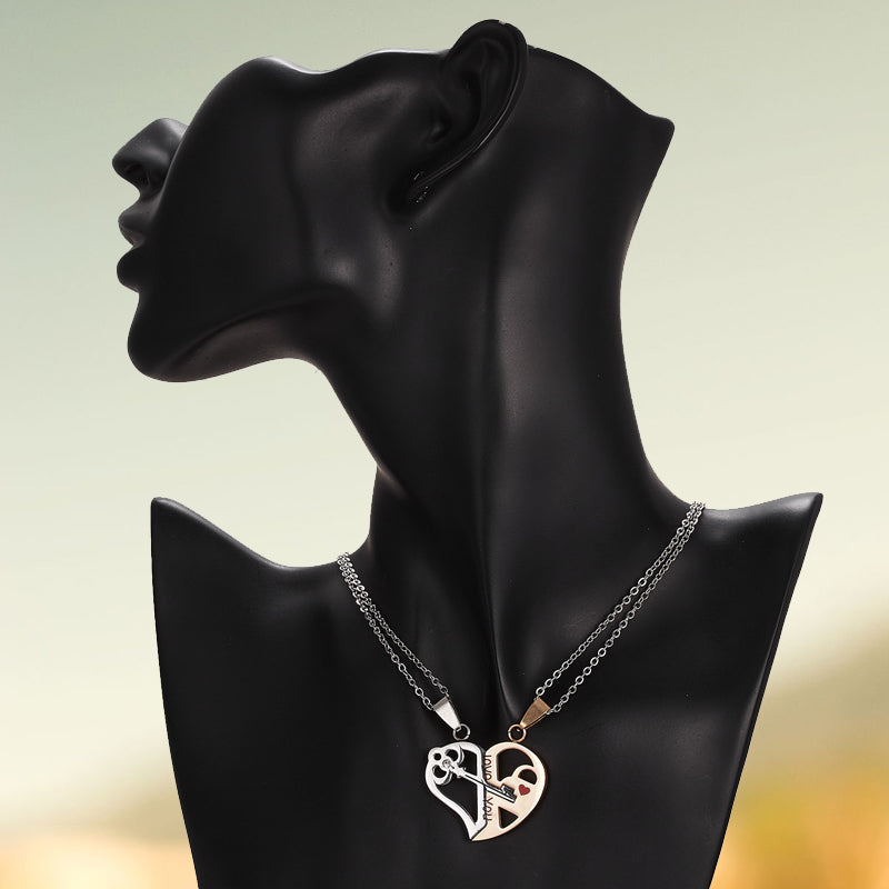 Puzzle Heart Couple Necklace