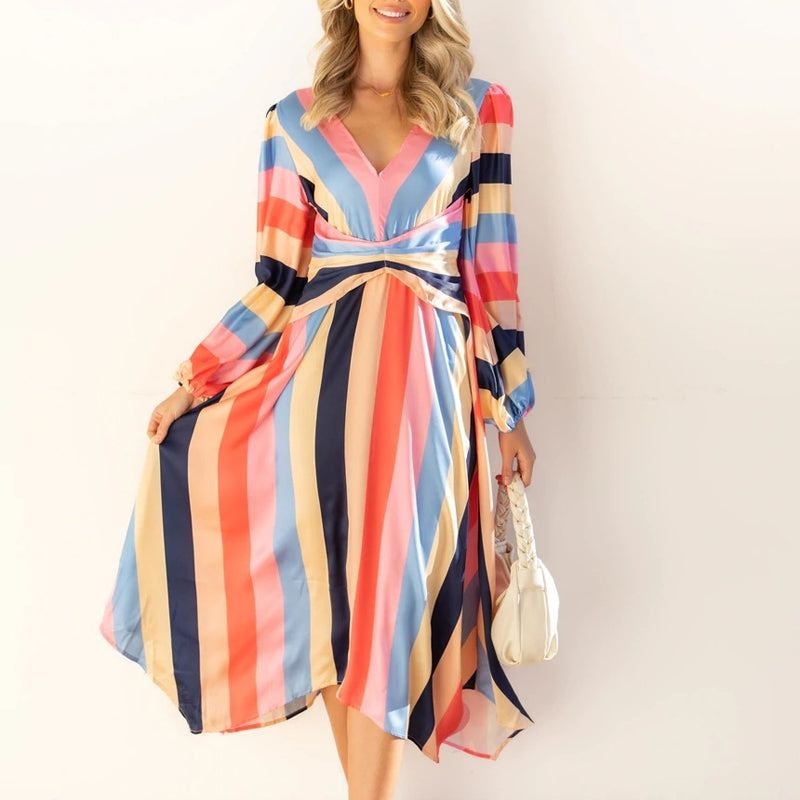 Paneled Striped Dress