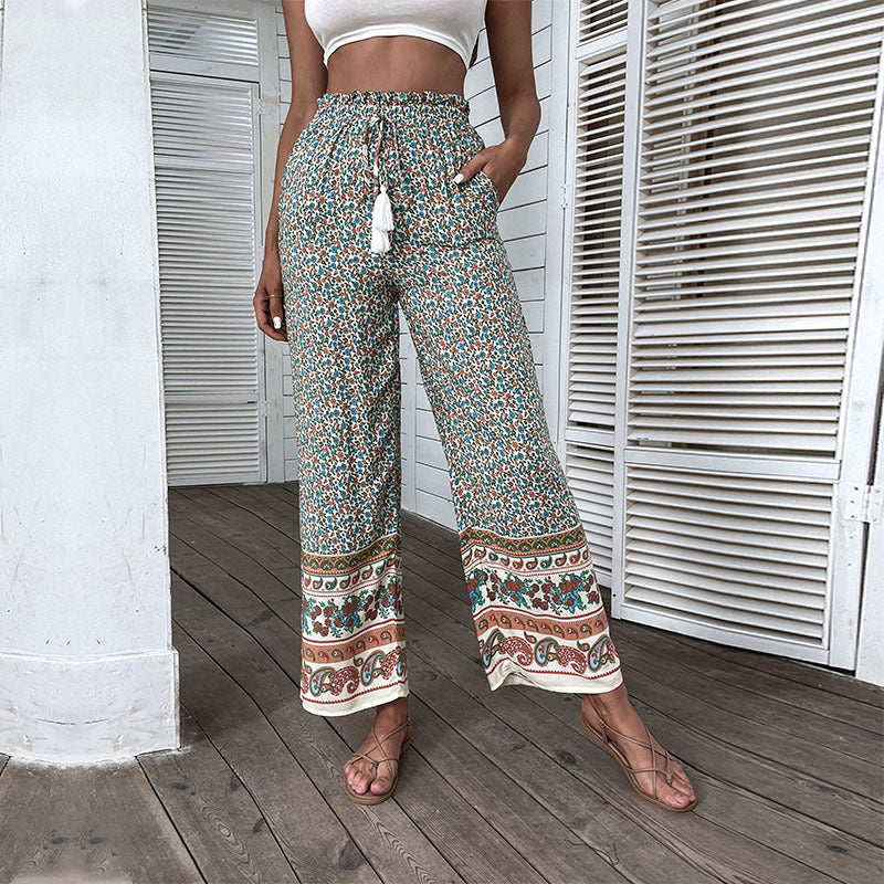 Printed Boho Wide-leg Pants