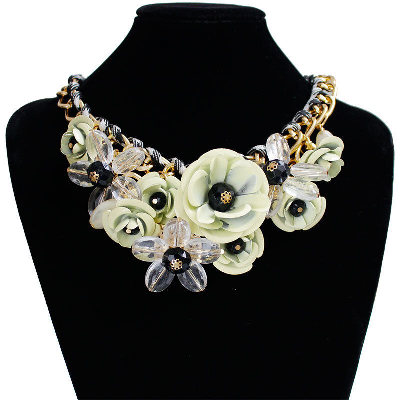DIY Hand-made Colorful Flower Gemstone Pendant Rope