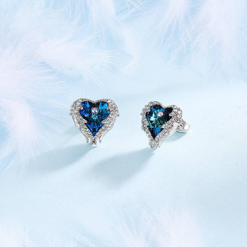 Purple Heart & Wing Earrings