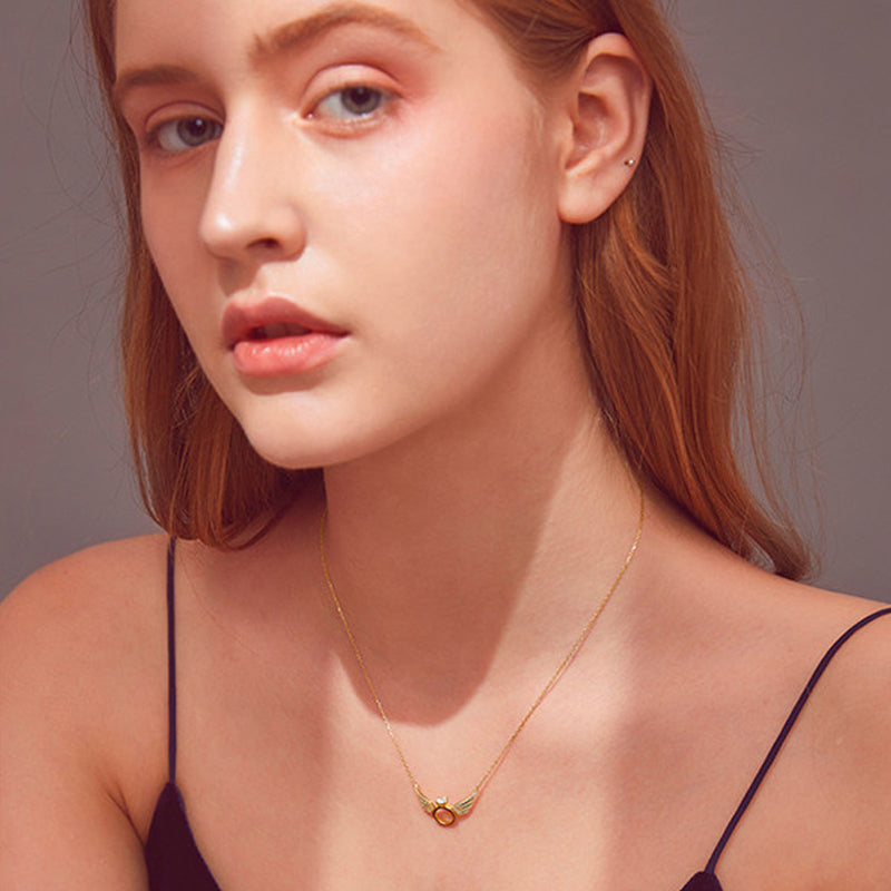Shiny Necklace with Angel Wings