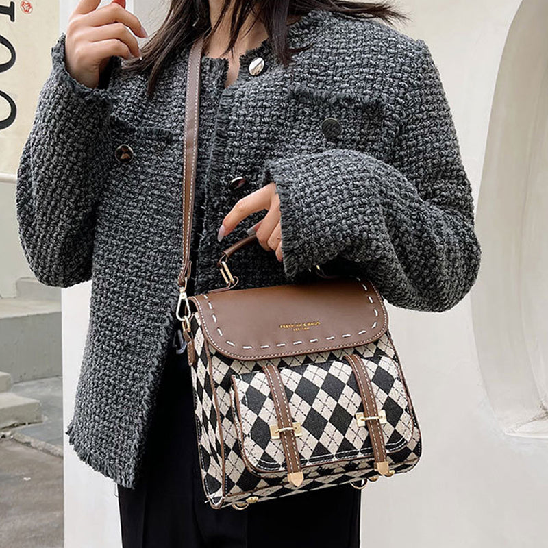 Checkered Pattern Square Backpack